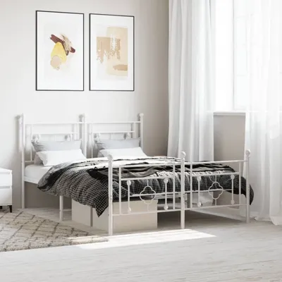 Produktbild von Bettgestell mit Kopf- und Fußteil Metall Weiß 140x200 cm 374407