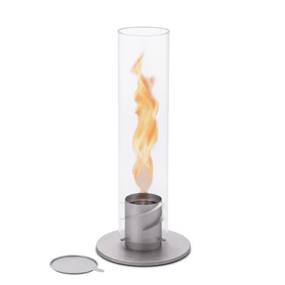 Produktbild von höfats Tischfeuer SPIN 120 grau Edelstahl/Glas Ø 23/12 cm Windlicht Gartenfackel