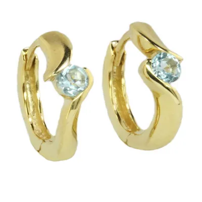 Produktbild von Damen Klappcreolen echt Gold 333 (8kt) mit Blautopas