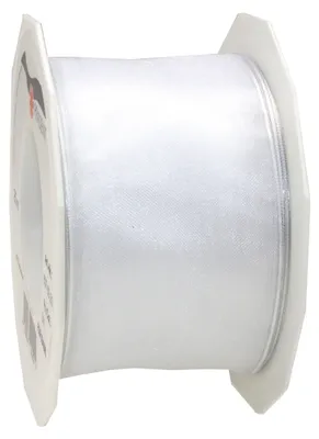 Organzaband mit Drahtkante, 60 mm x 25 m, Weiß
