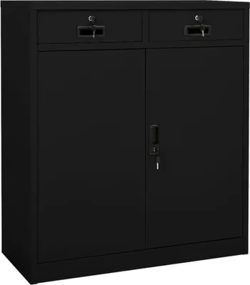 Image de Armoire de bureau Noir 90x40x102 cm Acier
