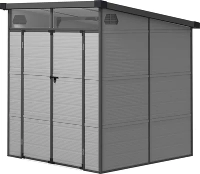 Zdjęcie produktu dla Plastikowa szopa na narzędzia 3,24m3 190x191x215cm Szopa na narzędzia z uchylnym dachem, zamykane drzwi, odporna na warunki atmosferyczne szopa ogrodowa, szopa ogrodowa na zewnątrz Szafka na podwórko, przestrzeń zewnętrzna, jasnoszara Aosom