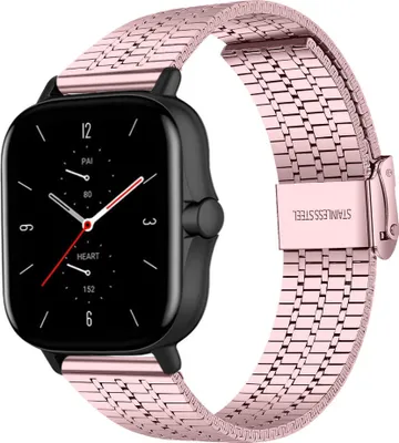 Produktbild von Strap-it Edelstahlarmband - Kompatibel mit Amazfit GTS 2 Armband Ersatzarmband Edelstahl - Verstellbarer Verschluss - Hochwertiges Material - für Smartwatch 20mm Armband Rosa