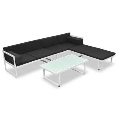 Image de vidaXL Ensemble de salon de jardin 4 pièces avec coussins Aluminium Noir