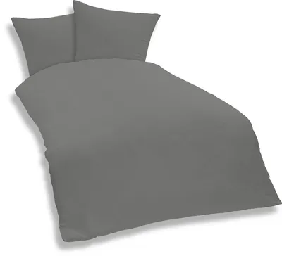 Produktbild von 3 teilige Uni Bettwäsche 200 x 200 cm grau Einfarbig Mikrofaser Garnitur