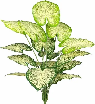 Produktbild von Unyqoos® Künstlicher tropischer Zimmerbaum – große Deko-Pflanze aus Kunststoff mit weiß-grünen Palmblättern, drahtverstärkter Stamm, für Büro, Garten & Zuhause