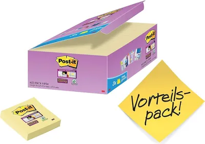 Immagine prodotto di Post-it 622SY-24 Post-it Haftnotizen, foglietti super adesivi, 47,6 x 47,6 mm, 21+3