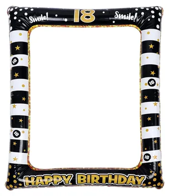 Productafbeelding van Opblaasbare fotolijst - Fotoaccessoire voor feestdecoratie - Zwart-goud - 18 stuks
