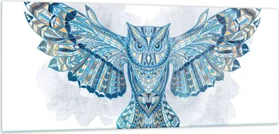 Produktbild von Bilder auf glas - Eule Flügel Tierwelt Grafik - 100x40cm - Glasbilder - Wandbilder - Kunstdruck - zum Aufhängen bereit - Wanddekoration aus Glas - Glas Bilder - Wandbild auf Glas - GAB100x40-3087
