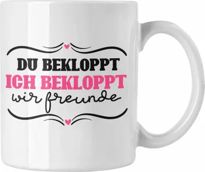 Produktbild von Trendation - Du Bekloppt Ich Bekloppt Wir Freunde Tasse Geschenk für Beste Freundin Geschenkidee Spruch Geburtstag (Weiß)