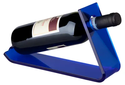 Zdjęcie produktu dla 1 akrylowy uchwyt na butelkę wina; 27,5x33x17cm, niebieski
