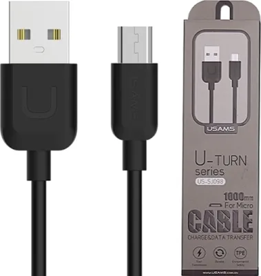 Produktbild von Usams U-Turn Microusb Kabel 1M Schwarz/Schwarz 2A Micusbxd01 (Us-Sj098)