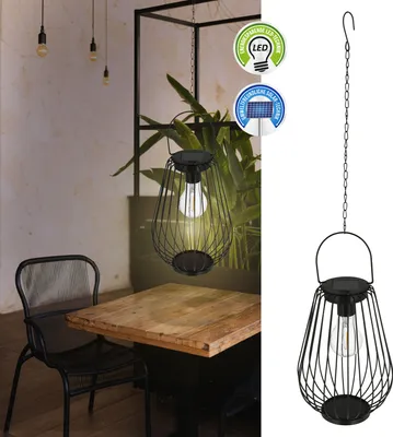 Produktbild von LED Solarlampe zum Aufhängen Metallstreben 16x22cm H70cm Eisen Pendellampe Lampe Deckenlampe Outdoorlampe