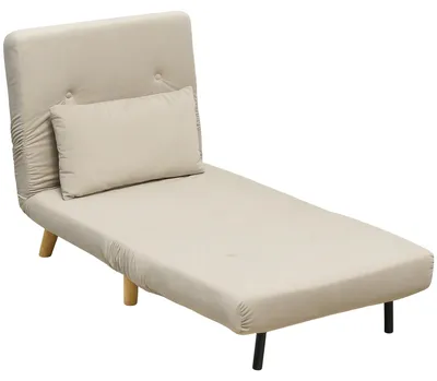 Productafbeelding van HOMCOM 3-in-1 slaapstoel met verstelbare rugleuning, kussen, beige