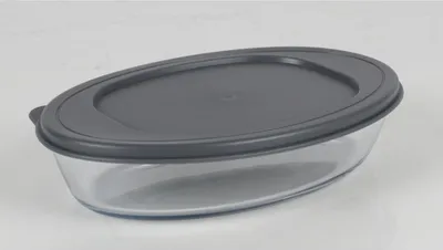 Produktbild von 12x Auflaufform 0,7 L oval aus Glas mit Kunststoffdeckel – ofenfeste Backform, spülmaschinen- & mikrowellengeeignet