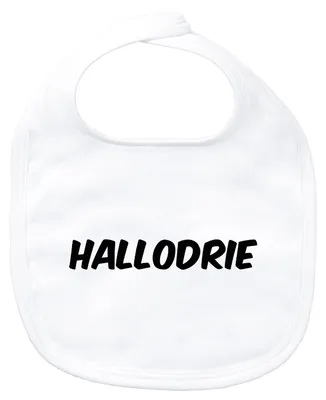 Produktbild von Huuraa Baby Lätzchen Hallodrie Schriftzug White Klettverschluss  Baumwolle Latz Geschenkidee