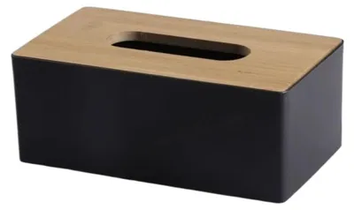Image de Boîte à mouchoirs - Bois massif - Noir
