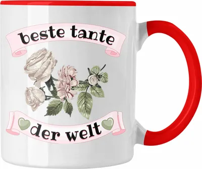 Produktbild von Trendation - Beste Tante Der Welt Geschenk Tasse Lustiger Spruch Geste Geschenkidee (Rot)