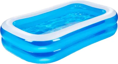 Produktbild von Eddy Toys Pool Aufblasbar Rechteckig mit Ablassventil und Reparaturflicken - Kinderpool und Babypool - 207 x 132 x 46 cm - Swimmingpool - Planschbecken für Kinder - Blau