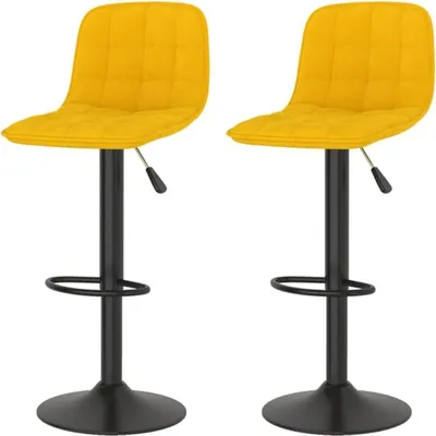 Productafbeelding van Barkrukken Fluweel - Stoel Bar Kruk - Ontspannen Zitten - 360 Graden Draaibaar - Zithoogte 41-105 cm - Geel