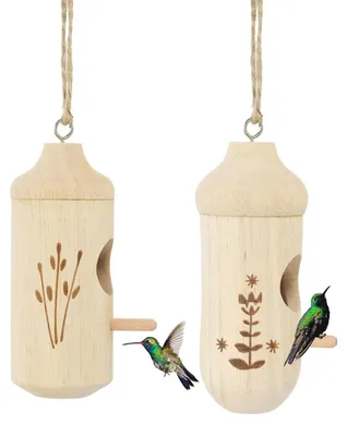 Image de Omgoods - Ensemble de 2 nichoirs en bois naturel pour colibris