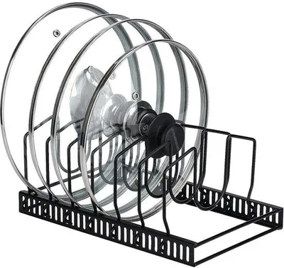 Produktbild von Gelddreieck für Pfannenklammern - Küchenlade-Organisator - Verstellbare Zwischenwände - Küchenorganisation - Geeignet für Pfannenklammern, Schneidebretter und Pfannen - Schwarz