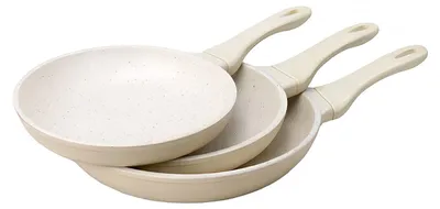 Zdjęcie produktu dla Signature, zestaw trzech patelni 20, 24 i 28 cm z powłoką nieprzywierającą, beżowy
