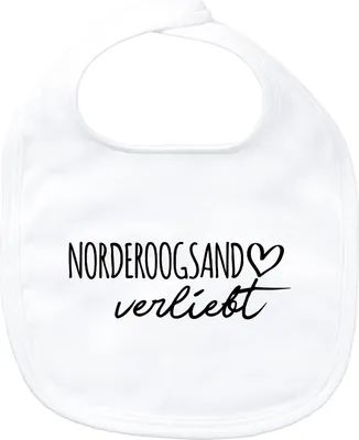 Produktbild von Huuraa Baby Lätzchen Norderoogsand verliebt White Klettverschluss  Baumwolle Latz Geschenkidee