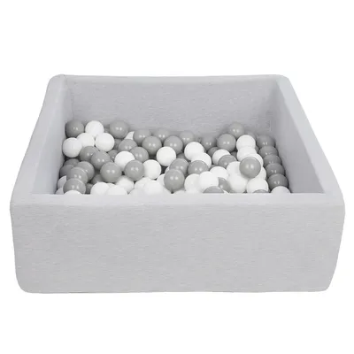 Obrázok produktu pre Detský bazén s loptičkami, 90x90 cm, ihrisko + 150 loptičiek biela, sivá