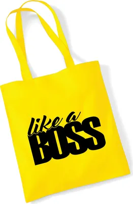 Produktbild von Huuraa Jutebeutel like a Boss Spruch 10 Liter Yellow Baumwolle Tasche Geschenkidee