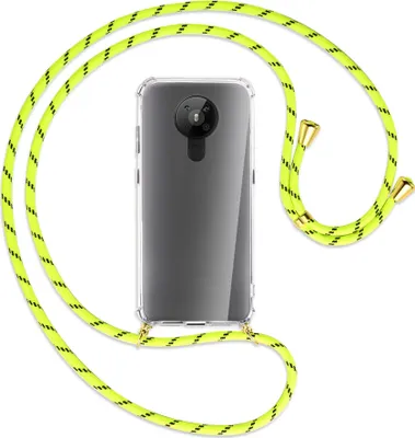 Produktbild von Handykette Backcover-Schutzhülle mit Band (Metall goldfarben) für Nokia 5.3 - neongelb