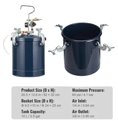 Obrázek produktu pro Tlakový hrnec, objem 10 litrů, konstrukce zabraňující úniku, 10 litrů, 60 psi, 4,1 bar