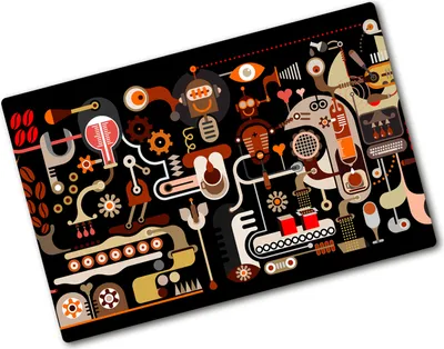 Produktbild von Tulup Glas Herdabdeckplatte - 80x52 cm - Glaskeramikkochfeld-Abdeckung Spritzschutz Glasabdeckplatte - Einteilig - Kunst: Modern & Klassisch - Kaffeeproduktion - Mehrfarbig