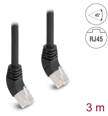 Immagine prodotto di Delock RJ45 Netzwerkkabel Cat.6A S/FTP 45° 3 m schwarz