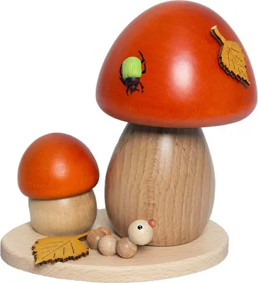 Produktbild von Drechslerei Kuhnert - Räucherfigur Pilz Rotkappe - Größe ca. 14cm, für Räucherkerzen Größe M (Standard) - 36001