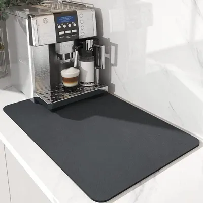 Produktbild von Abtropfmatte für Kaffeemaschinen, schnelltrocknende Abtropfmatte, Kaffeemaschinenmatte, superabsorbierende Spülmatte, rutschfeste Abdeckmatte für Küche, Arbeitsplatte, Badezimmer (30x40cm, dunkelgrau)