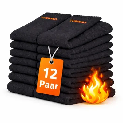 Produktbild von 12 Paar Thermosocken Herren - 43-46 - Baumwolle - Wintersocken Für Männer - Extra Warm - Warme Herren Socken - Dicke Thermostrümpfe - Socken Winter
