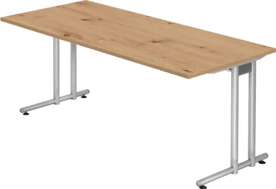 Produktbild von bümö Schreibtisch Serie-N - Nachbildung: Asteiche, Größe:  180 x 80 cm