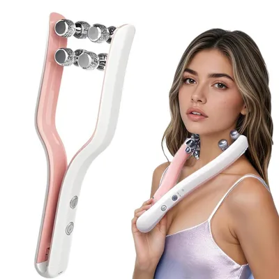 Produktbild von Mikrostrom Gesichtsroller mit 3D Rollen V-face lifting gerät 3 Intensitätsstufen Doppelkinn Entferner Roller Gesicht & Hals Massagegerät zur Straffung