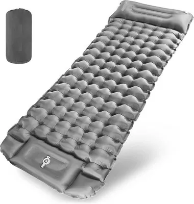 Produktbild von Famanu Schlafmatte ultraleicht aufblasbar – 10 cm dick, mit Fußpumpe, ideal für Camping und Outdoor, 200 x 70 cm