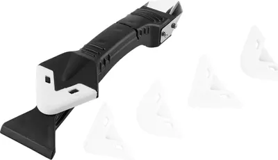 Produktbild von NEO TOOLS 3-in-1-Silikonschaber, Schaber, Glättungswerkzeug, 5 Größen von Silikon-Glättungswerkzeug 3mm, 6mm, 10mm, 13mm, 17mm, Stahlschaberklinge, Länge 19cm, Breite 4,5cm, Höhe 4cm