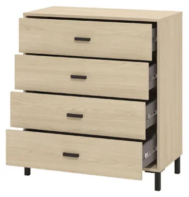 Produktbild von Dmora Kommode Rosasco 80x40x90h cm Braun Eiche, 4 Schubladen mit Schiebeöffnung