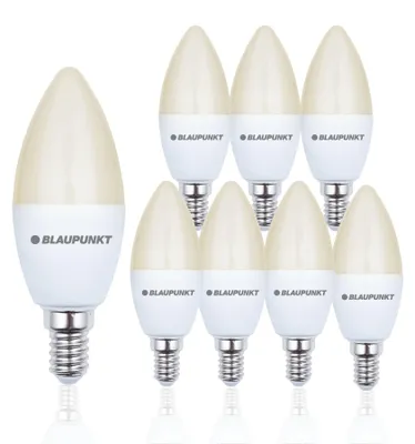 Produktbild von Blaupunkt Glühbirne e14 - Led Lampe Kerzenform - C35 Matt - 7W ersetzt 50W - 595 Lumen - 2700K Warmweiß  - Nicht‑Dimmbar -  8er Set