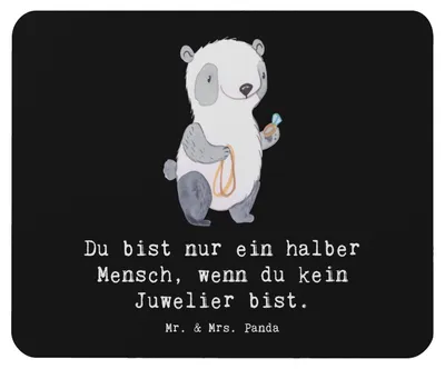 Produktbild von Mr. & Mrs. Panda Mauspad Juwelier Herz - Schwarz - Geschenk, Spruch, mausteppich, Goldschmied, laptop, Mouse Pad, Mousepad, Lustig, Schmuckgeschäft, pc mausunterlage