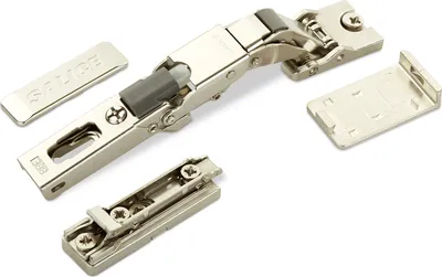 Produktbild von 2 x Salice Universalscharnier mit Dämpfer für Glastür oder Spiegeltür 110° mit Linear-Montageplatte Höhe 3 mm mit Euroschrauben, Exzenterverstellung, Möbelscharniere mit Abdeckkappen