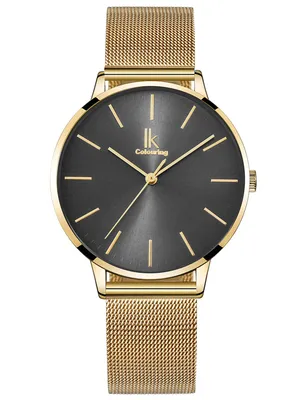 Produktbild von Alienwork Armbanduhr Damen Gold Metall Mesh Armband Edelstahl Grau Ultra-flach dŸnn