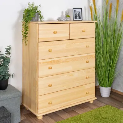 Produktbild von Kommode Kiefer massiv Vollholz natur 019 - Abmessung 122 x 100 x 47 cm (H x B x T)