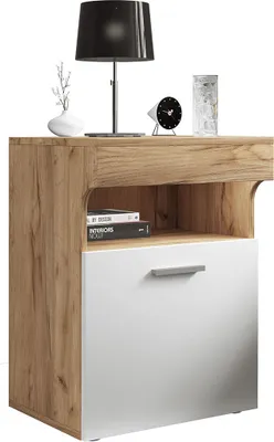 Image de Meuble de nuit | Table d'appoint avec deux tiroirs | Table de chevet | Dimensions env. H. 61 x W. 45 x D. 39 cm - Slepal L