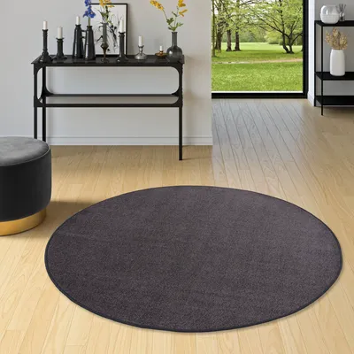 Produktbild von Velours Teppich Joy Anthrazit Rund, Größe:400 cm Rund