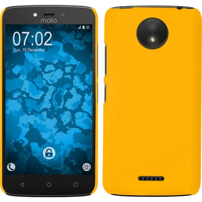 Produktbild von PhoneNatic Case kompatibel mit Lenovo Moto C Plus - Hülle gelb gummiert Hard-case + 2 Schutzfolien